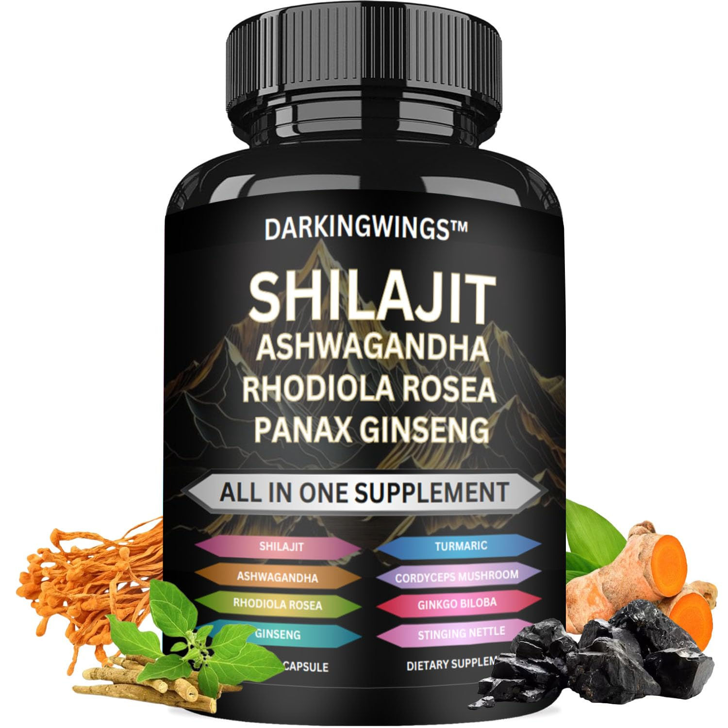 8-in-1 Shilajit 9000 Panax Ginseng 1500MG Ashwagandha 2000MG Rhodiola Rosea 1000