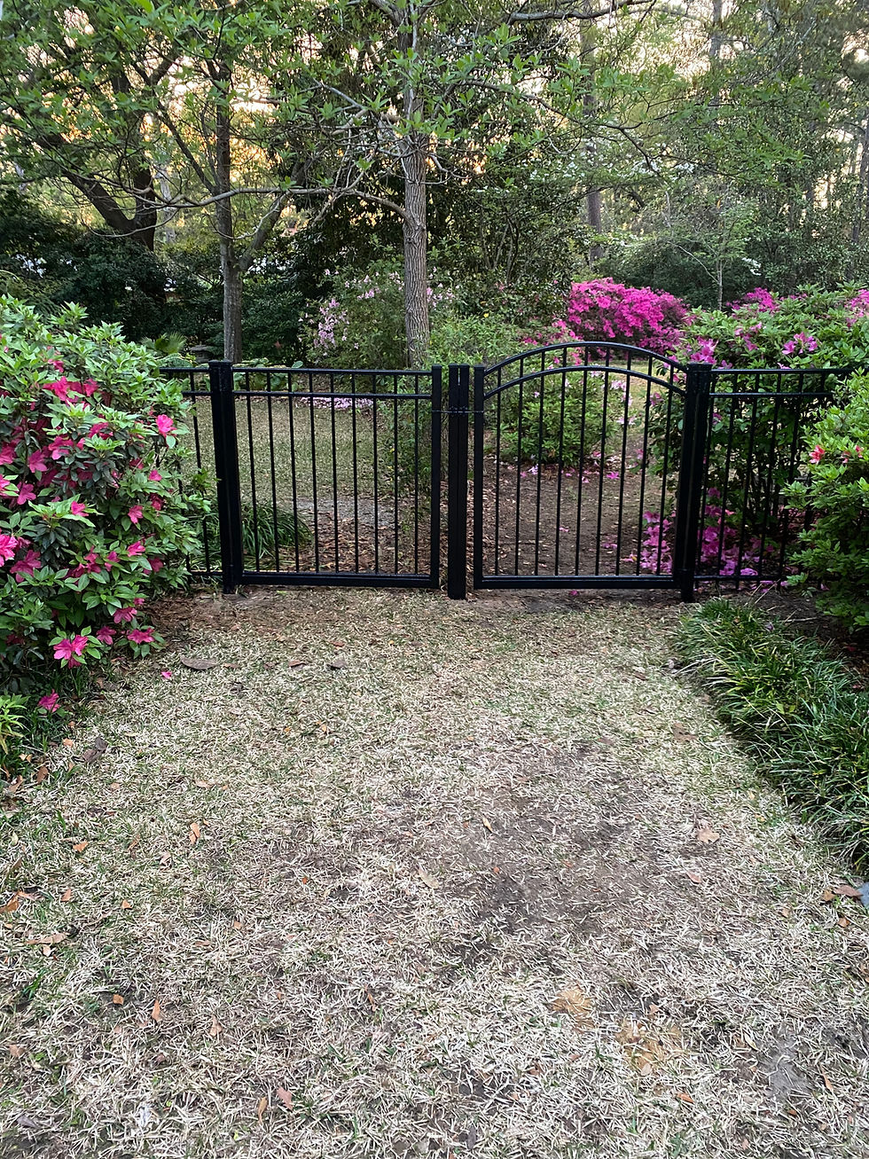 a metal fence and gate