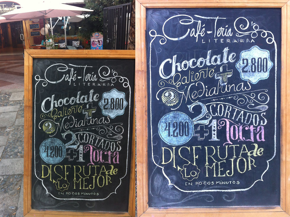 pizarra cafe-teria