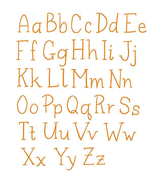 Serif font lettering example of the entire alphabet uppercase and lowercase