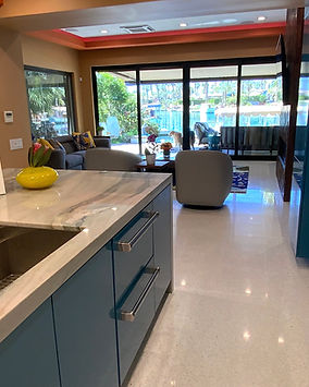 Modern Blue Kitchen with custom cabinets