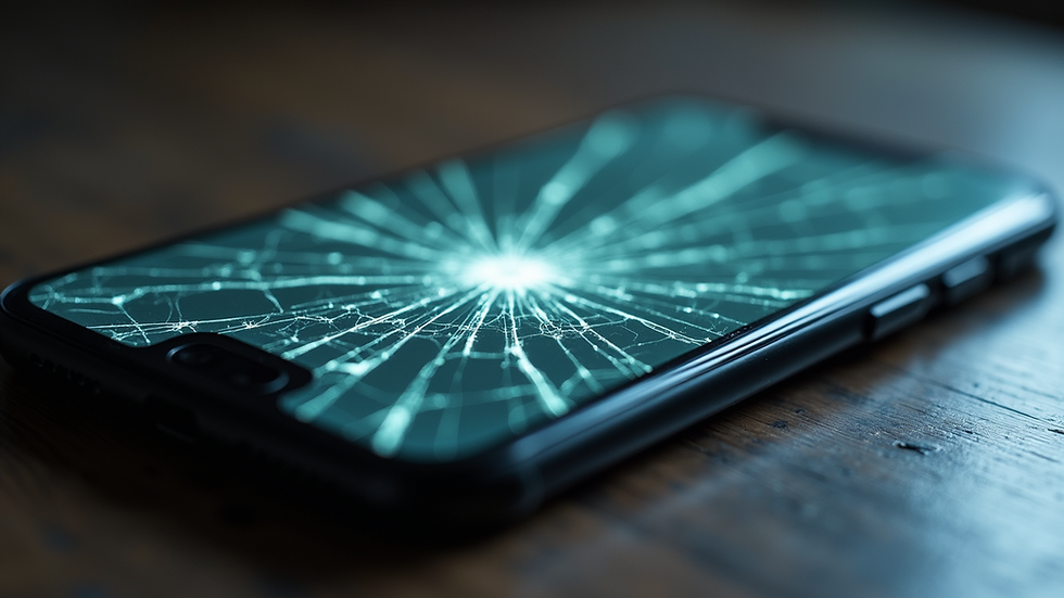 Close-up of a cracked smartphone screen