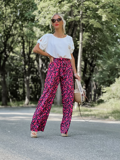 Pantalon palazzo fleuri