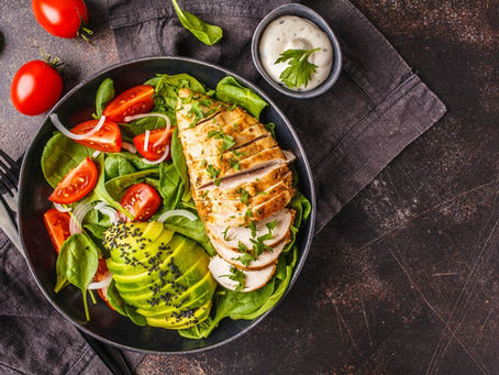 A Simple Summer Supper Grilled Chicken with Tomatoes and Avocados with Buttermilk Dressing