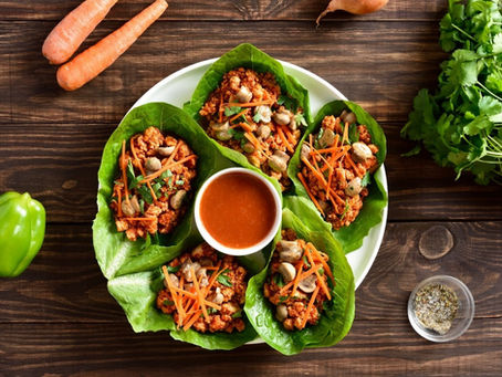 Chicken Lettuce Wraps with Peanut Sauce