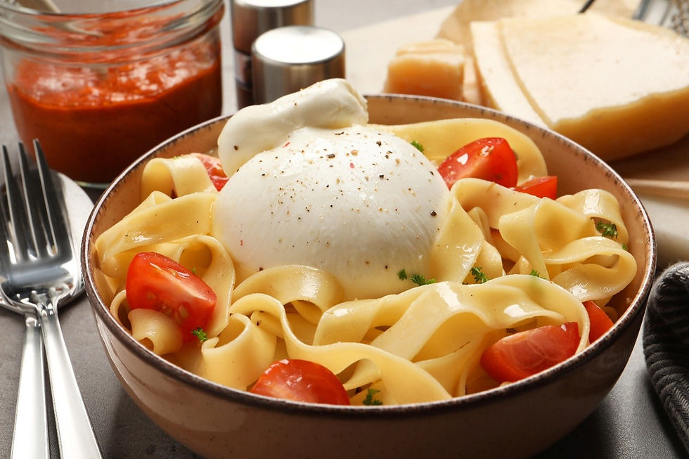 Summer Supper for Two - Pappardelle with a Calabrian Chile Cherry Tomato Sauce and Burrata
