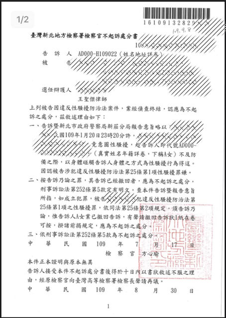 性騷擾防治法「不起訴」