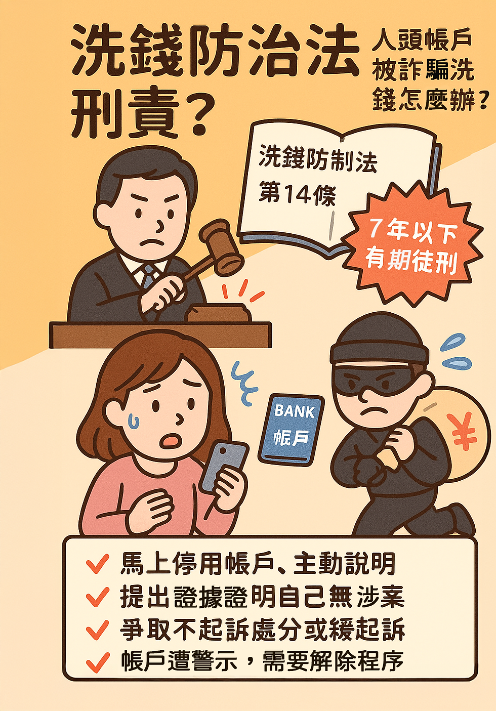 人頭帳戶洗錢怎麼辦？洗錢防治法刑責與律師建議一次看懂！