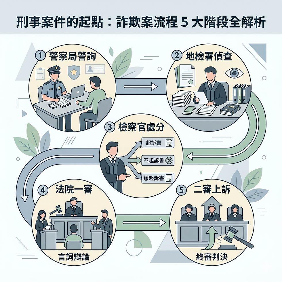 詐欺案流程 5 大階段全解析！專業律師教您如何爭取不起訴