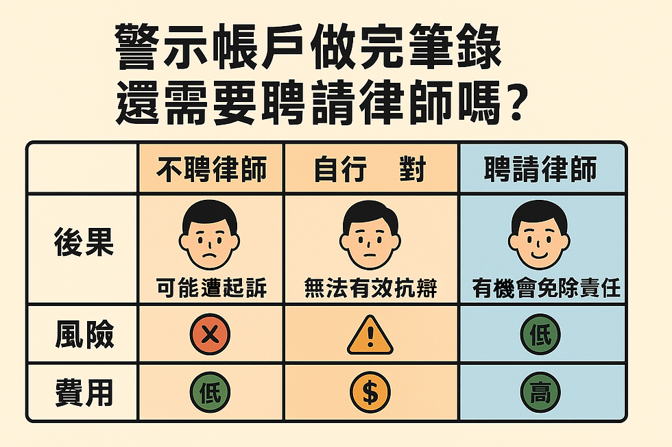 警示帳戶做完筆錄還需要聘請律師嗎？專辦警示帳戶律師解析後續風險