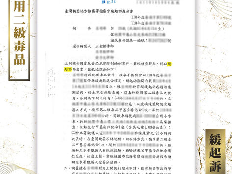 【謙聖|毒品案件分享】️緩起訴期間內施用二級毒品🔸繼續維持緩起訴🔸️