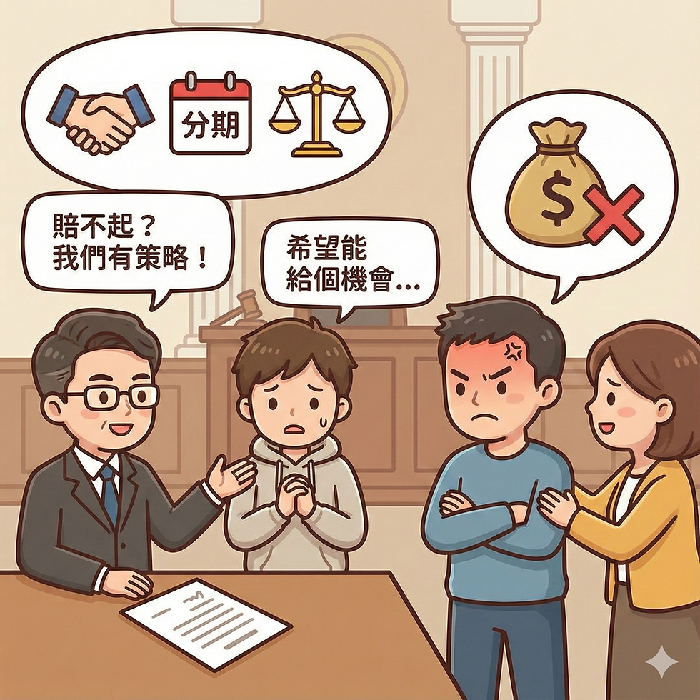 律師協助詐欺被告在調解庭上與被害人進行和解談判