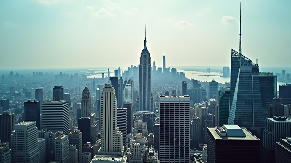 High angle view of a modern city skyline