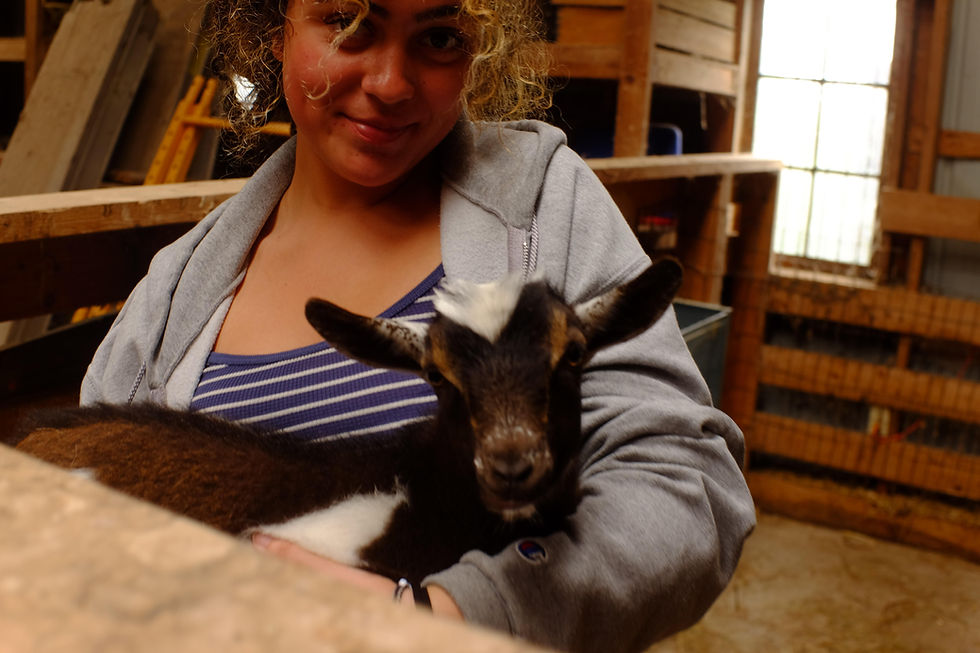 Ameya with baby goat