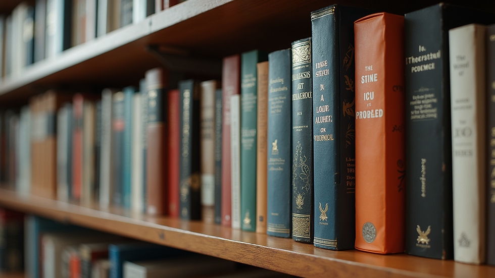 Eye-level view of a bookshelf filled with diverse nonfiction books