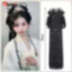 Thumbnail: Synthetic Hanfu Ancient Style Headband Braid Integrated Headband Wig Women