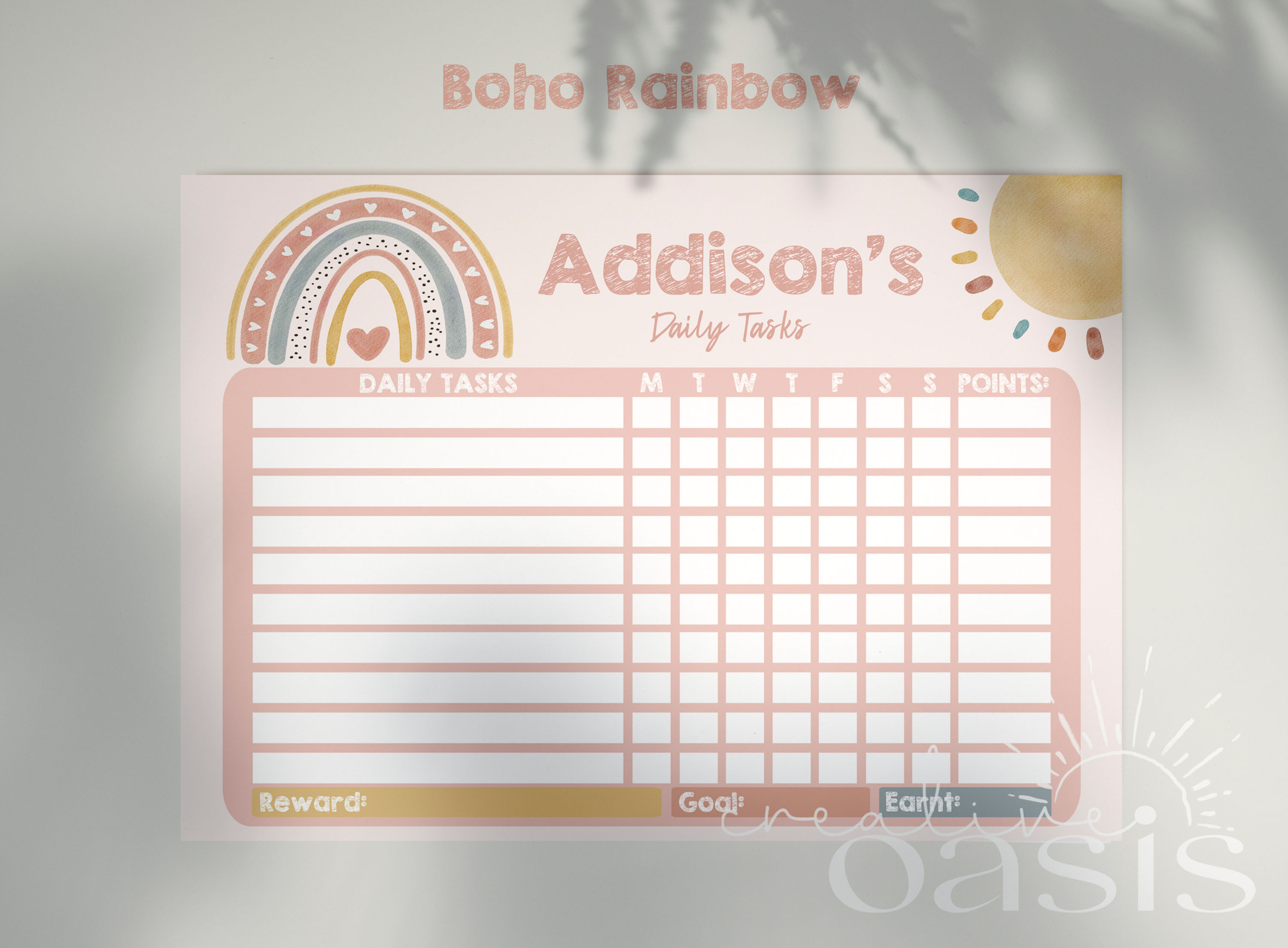 Printable Daily Tasks Chart