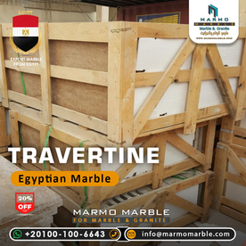 Egyptian travertine stone slabs in wooden crate ready for export shipment