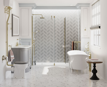 burlington bathrooms traditional white and grey furniture gold accents