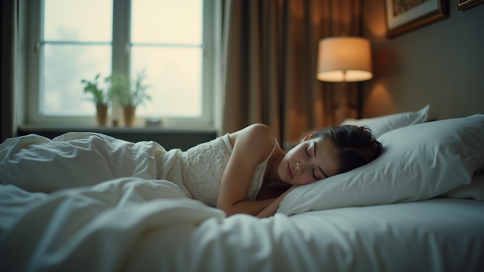 eye-level view of a peaceful sleeping environment