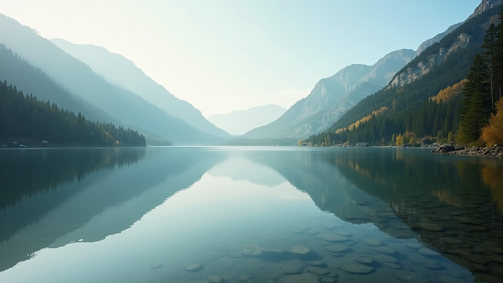 Close-up view of a serene lakeside setting perfect for reflection