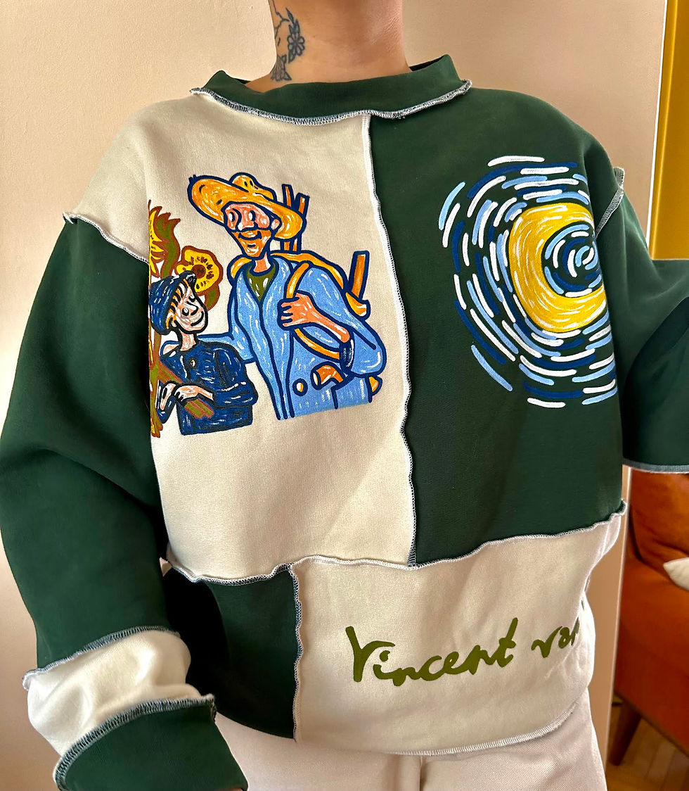 Thumbnail: patchwork sweat