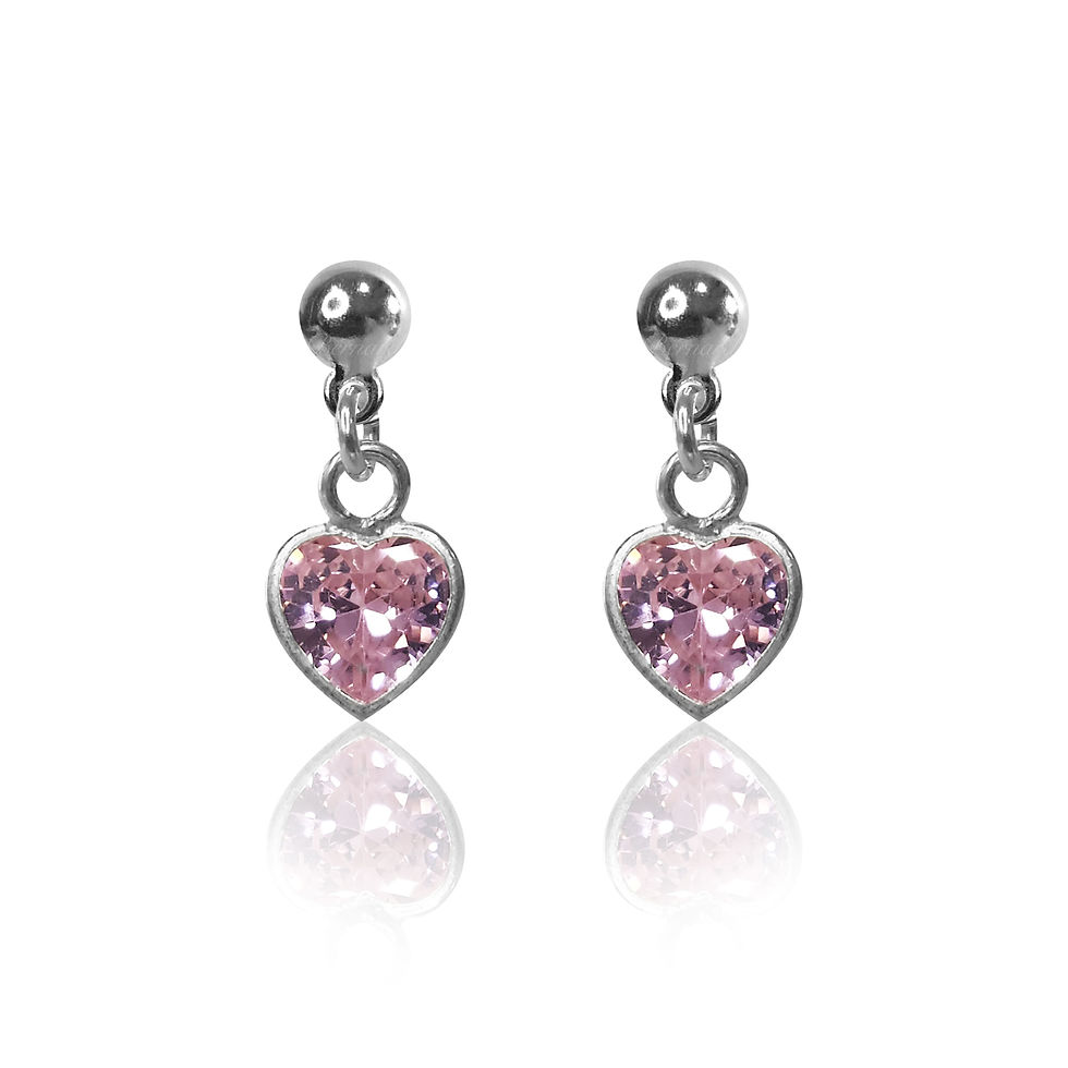Aretes Corazon Zirconia Rosa Plata Ley .925