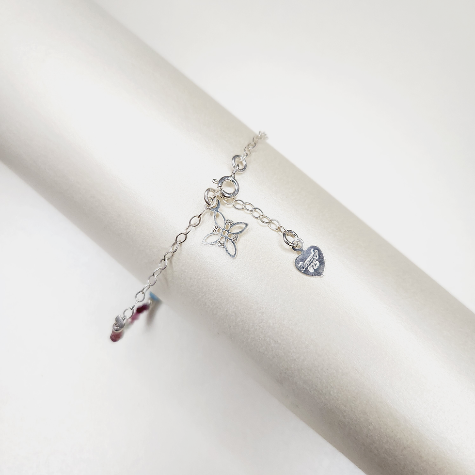 Miniatura: Pulsera de Turmalina Sandía con Dije Ojo Turco y Nudo de Bruja Plata 925