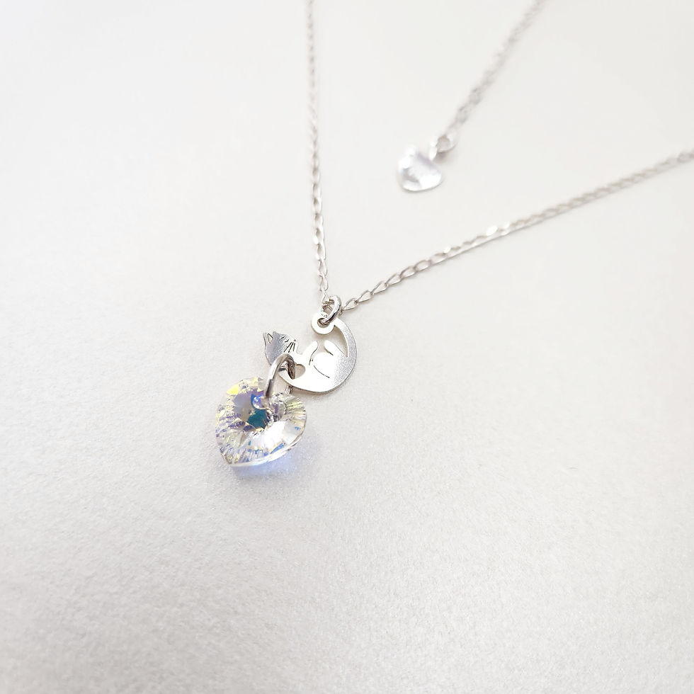 Miniaturbild: Collar de Dije Gato y Corazón Austriaco