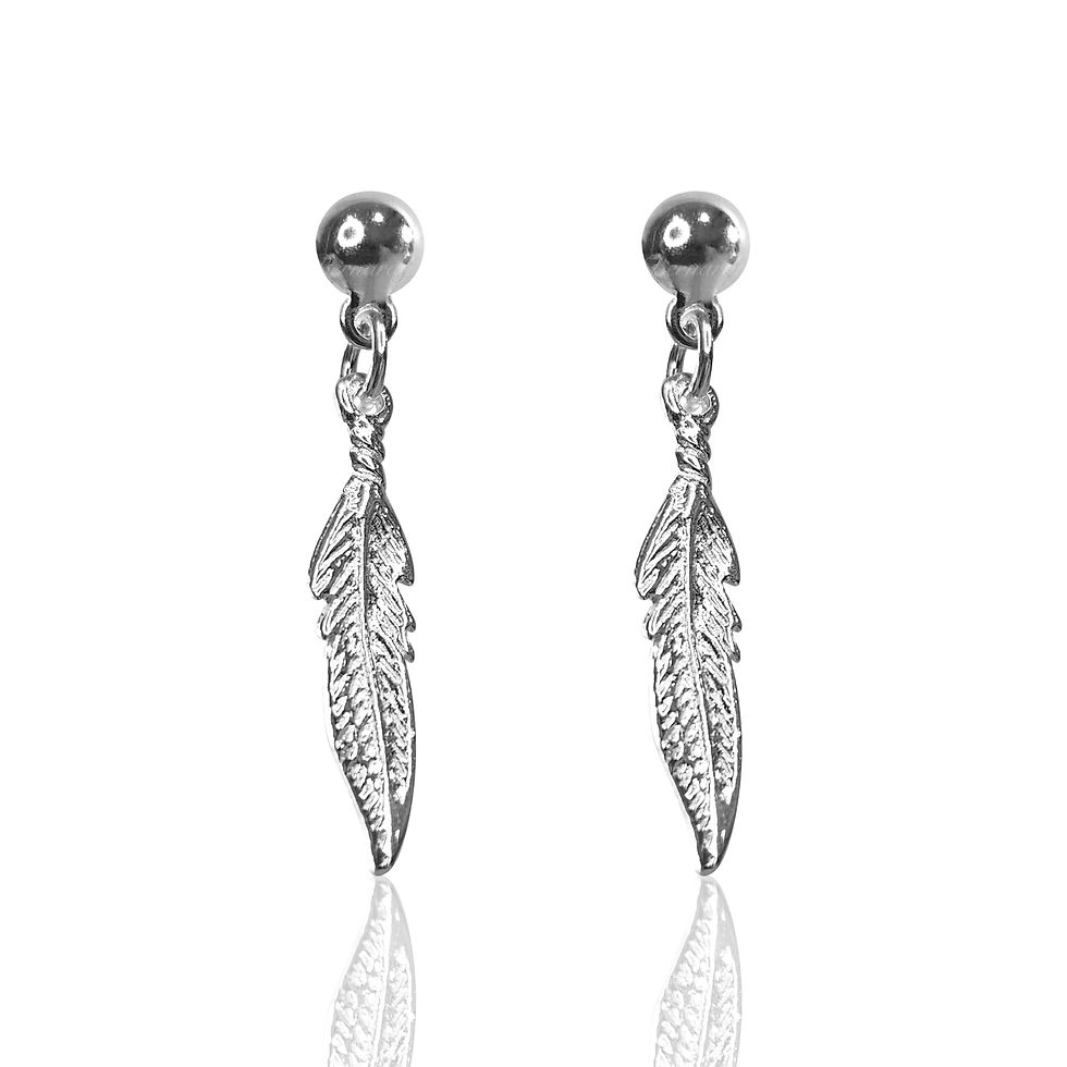 Aretes Pluma Hojitas Plata Ley .925