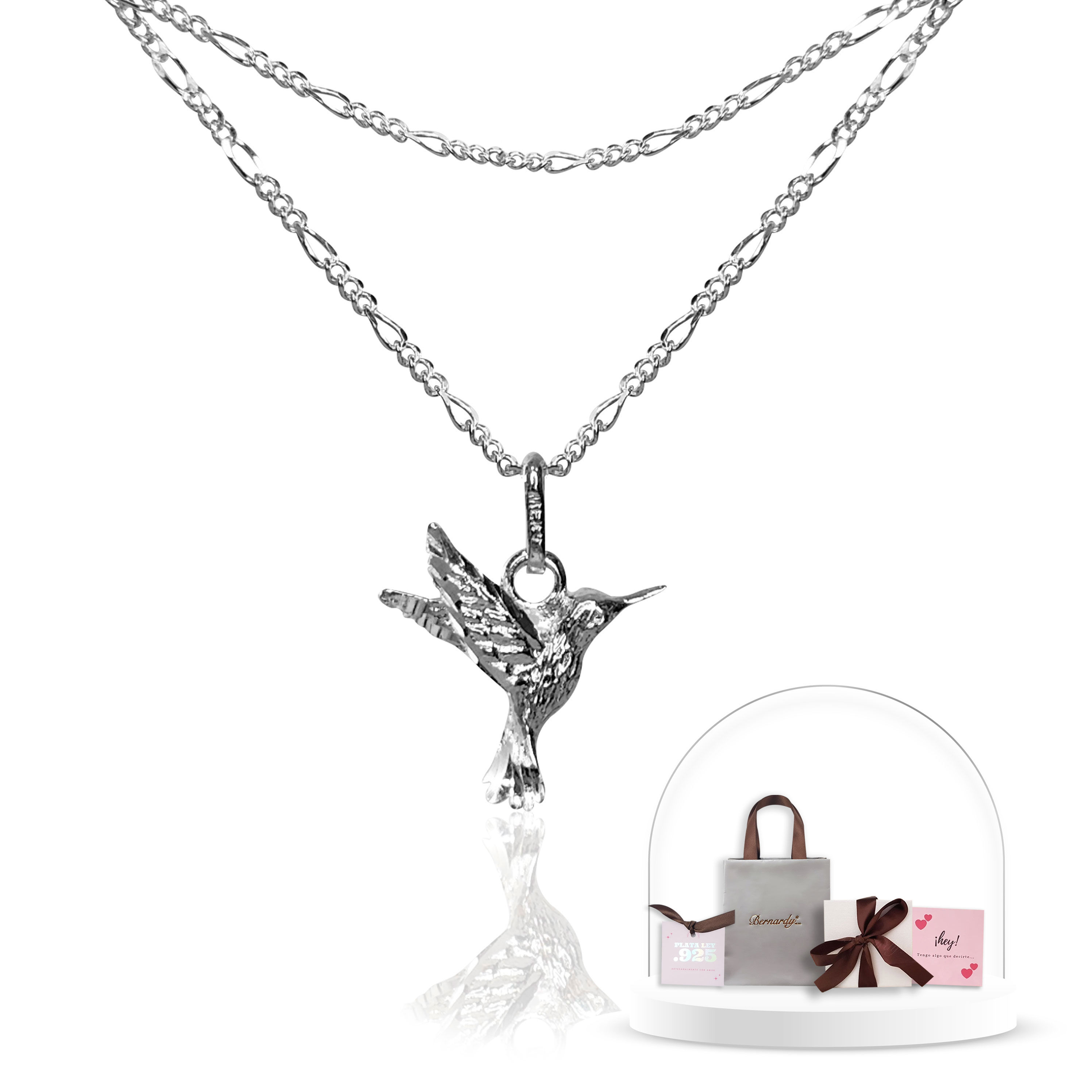 Collar Mujer Dije Colibrí Plata Ley .925