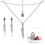Thumbnail: Set Collar y Aretes Mujer Dije Pluma Hojitas Plata Ley .925