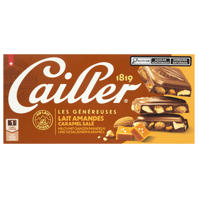 Chocolate Cailler ao Leite Amêndoas e Caramelo Salgado 200g