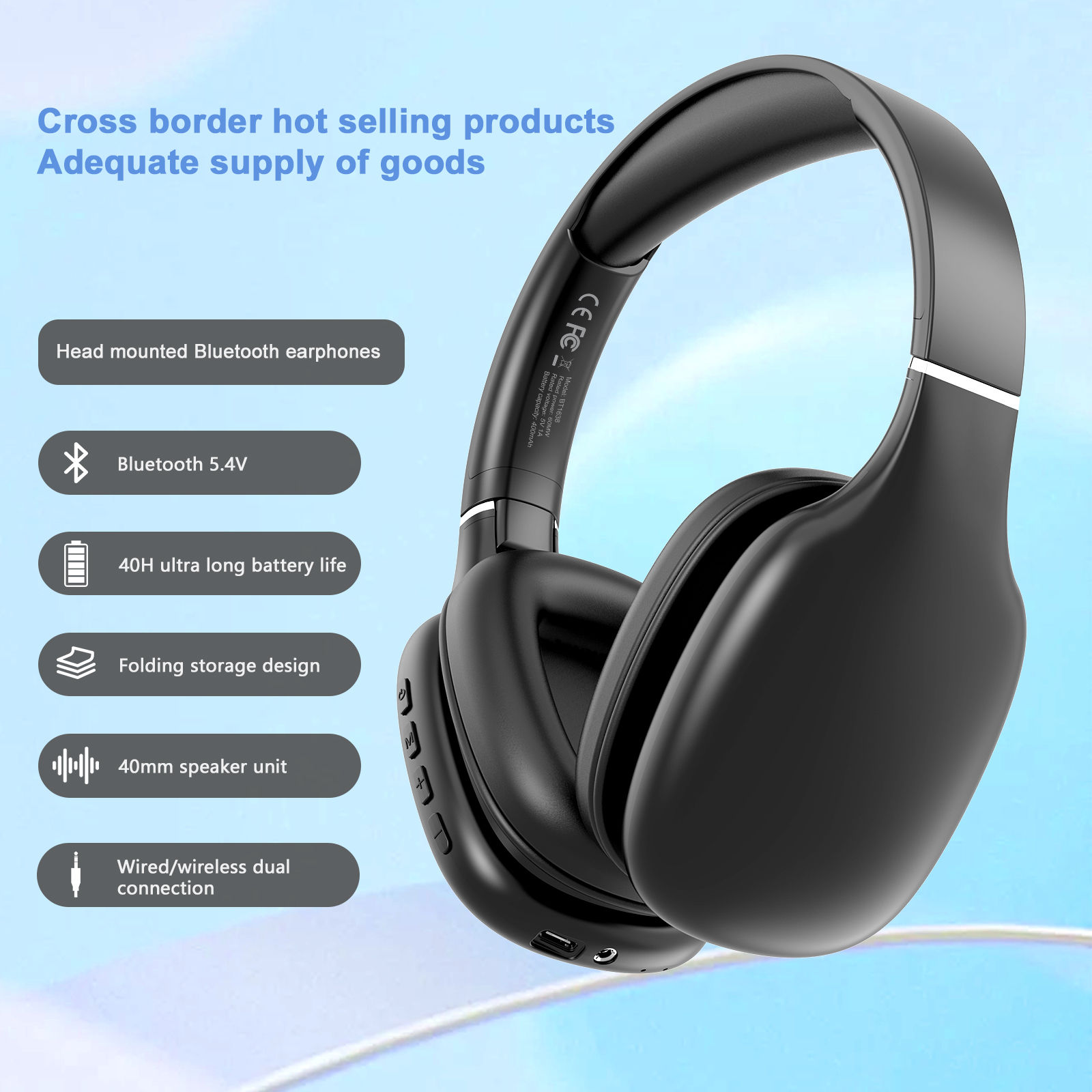 BT1638 40H Wireless Headphones