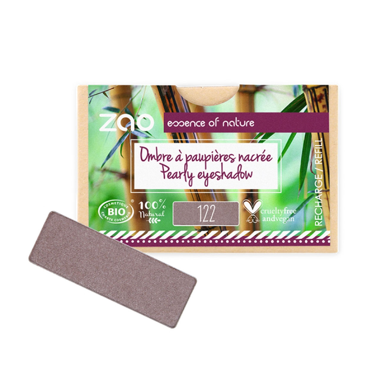 Zao Rectangular Eyeshadow Refills - Pearly Desert Rose 122