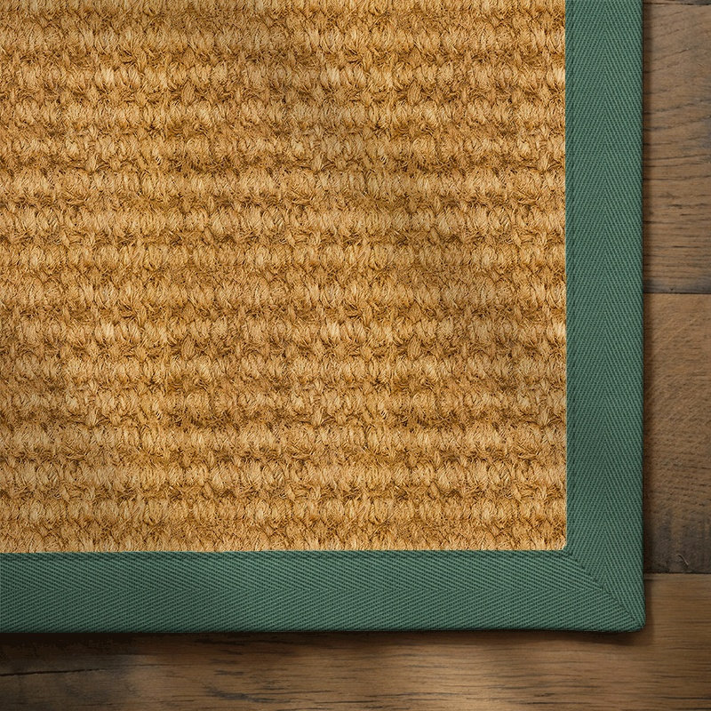 Coir Round Rug Luxury Boucle Coir Rug with Sage Border | thenaturalrugcompany