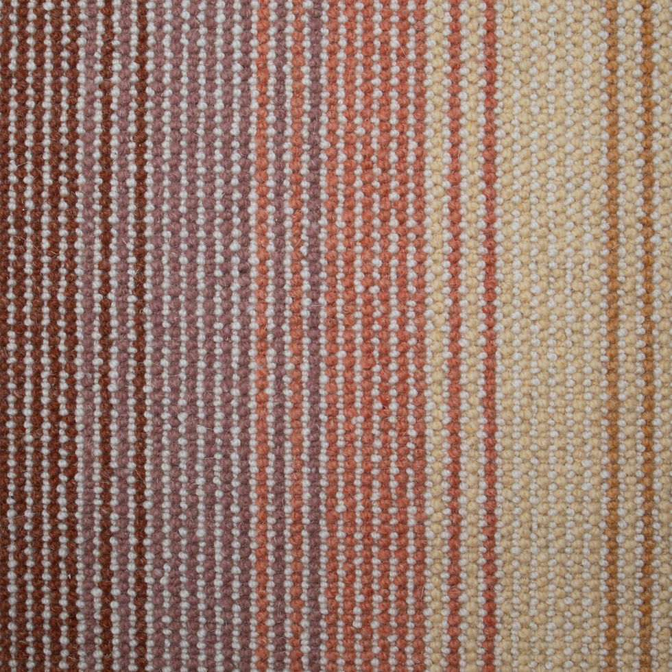 Thumbnail: Aura Glow Wool Rug with soft coral, caramel, and brown stripes.