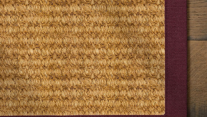 Luxury Boucle Coir Rug with Burgundy Border