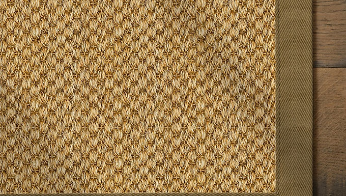 Sisal Oriental Copper Stair Runner with Cotton Fallen Leaf Border