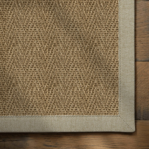 Sisal Herringbone Oatmeal Stair Runner with Cotton Oatmeal Border ...