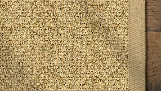 Sisal Panama New Champagne Natural Stair Runner with Cotton Wheat Border