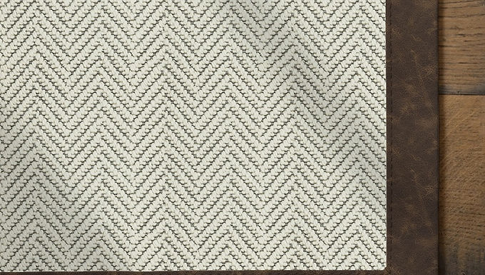 Wool Alpine Frosted Peaks Stair Runner with Leather Espresso Border
