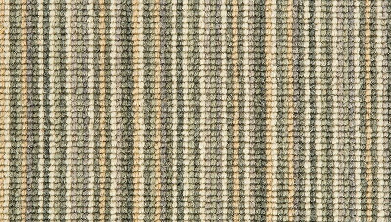 Mississippi WS118 Jade/Cream carpet sample with vertical stripes.