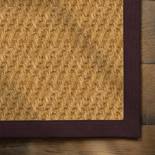 Boo Coir Rug Luxury Herringbone Coir Rug with Chestnut Border | Shop Now