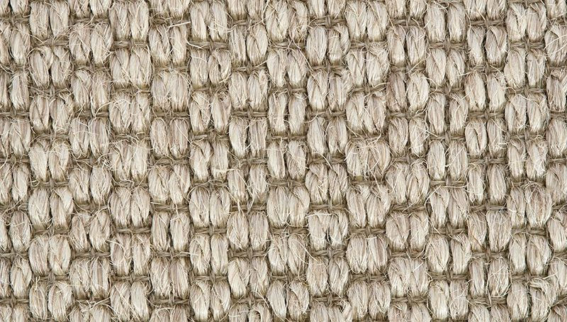 Thumbnail: Close-up of Sisal Divine Morning Frost stair runner fabric texture with wool aluminium border.
