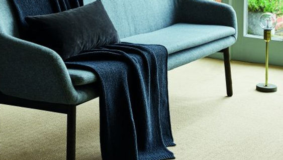 Wool Wilton Svelte Lichen Stair Runner with Cotton Bottle Border