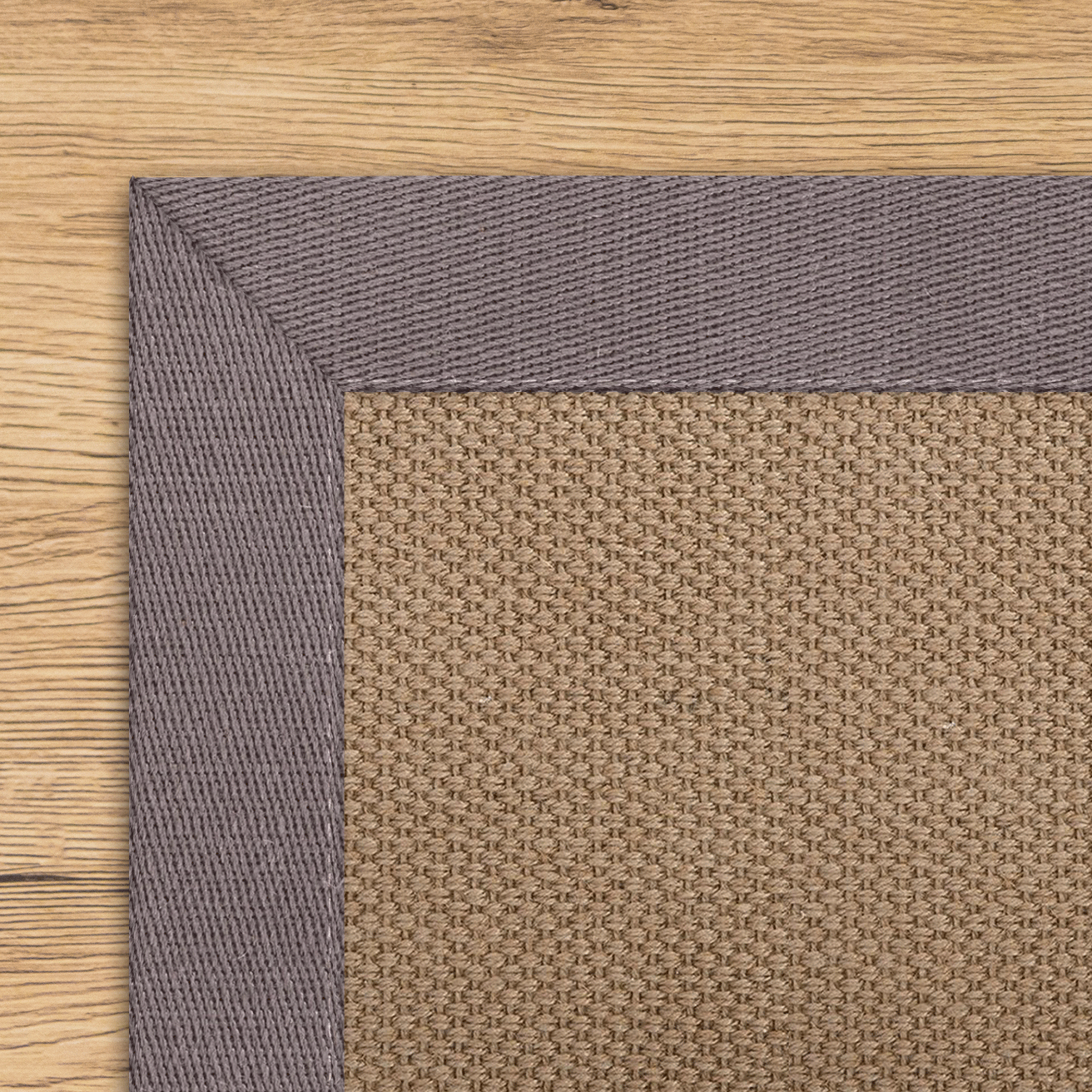 Natural Jute Tweed Rug with Single Linen Twill Slate Border