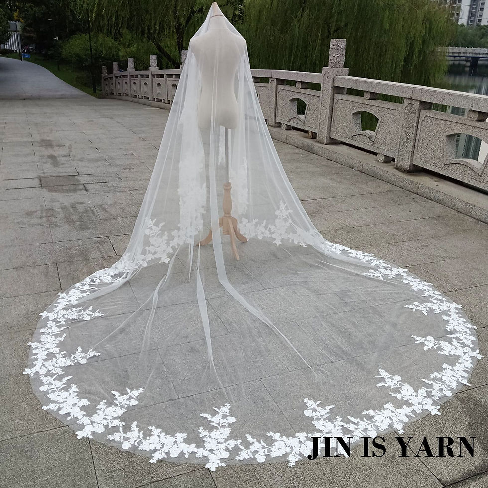 Thumbnail: Celestine Floral Cathedral Bridal Veil - view 3