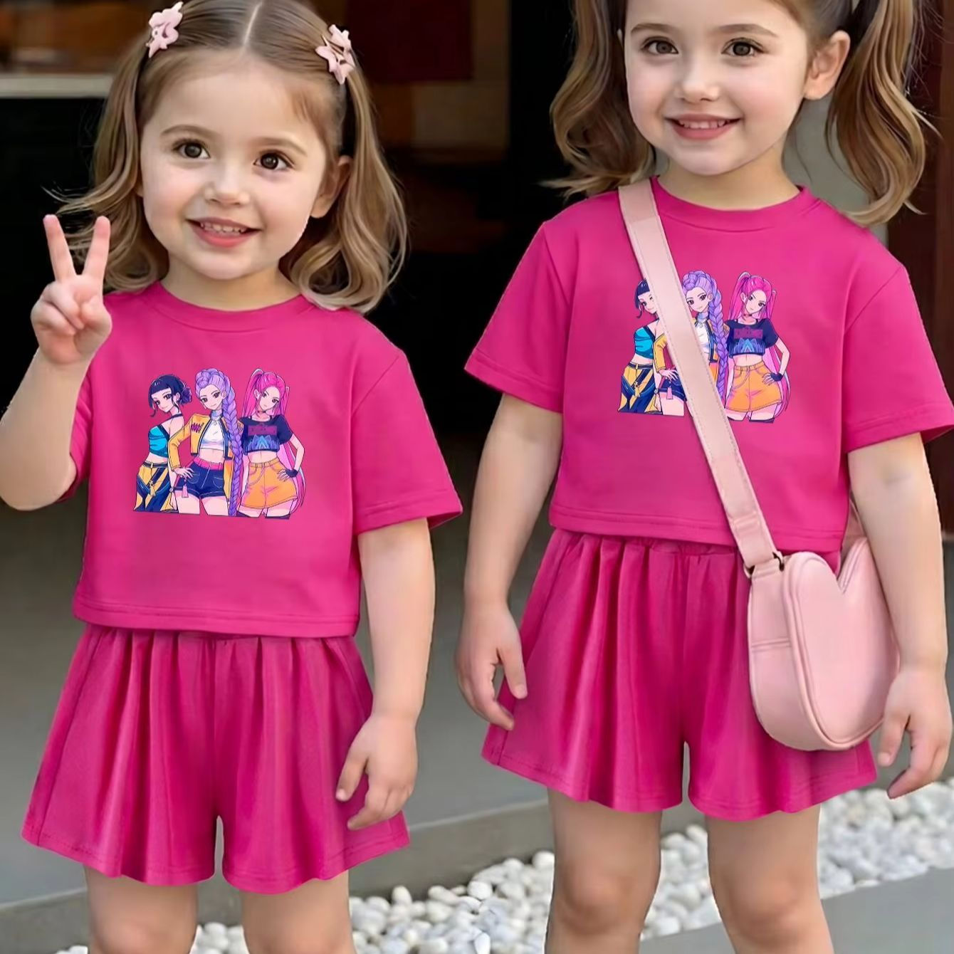 Girls’ Graphic Tee & Ruffle Shorts Set