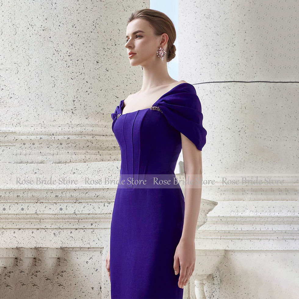 Thumbnail: The Vienna Off-Shoulder Column Gown. - view 7